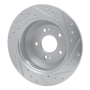 Kia Sorento Brake Rotor (1) - Rear Left - R1 Concepts - Drilled & Slotted - Silver - `15-`20